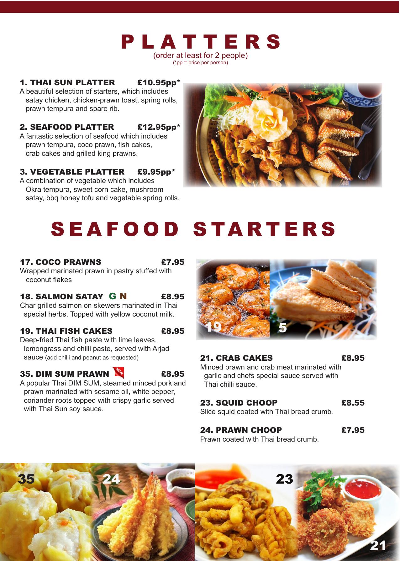 Sunthai Menu Thai Sun Restaurant