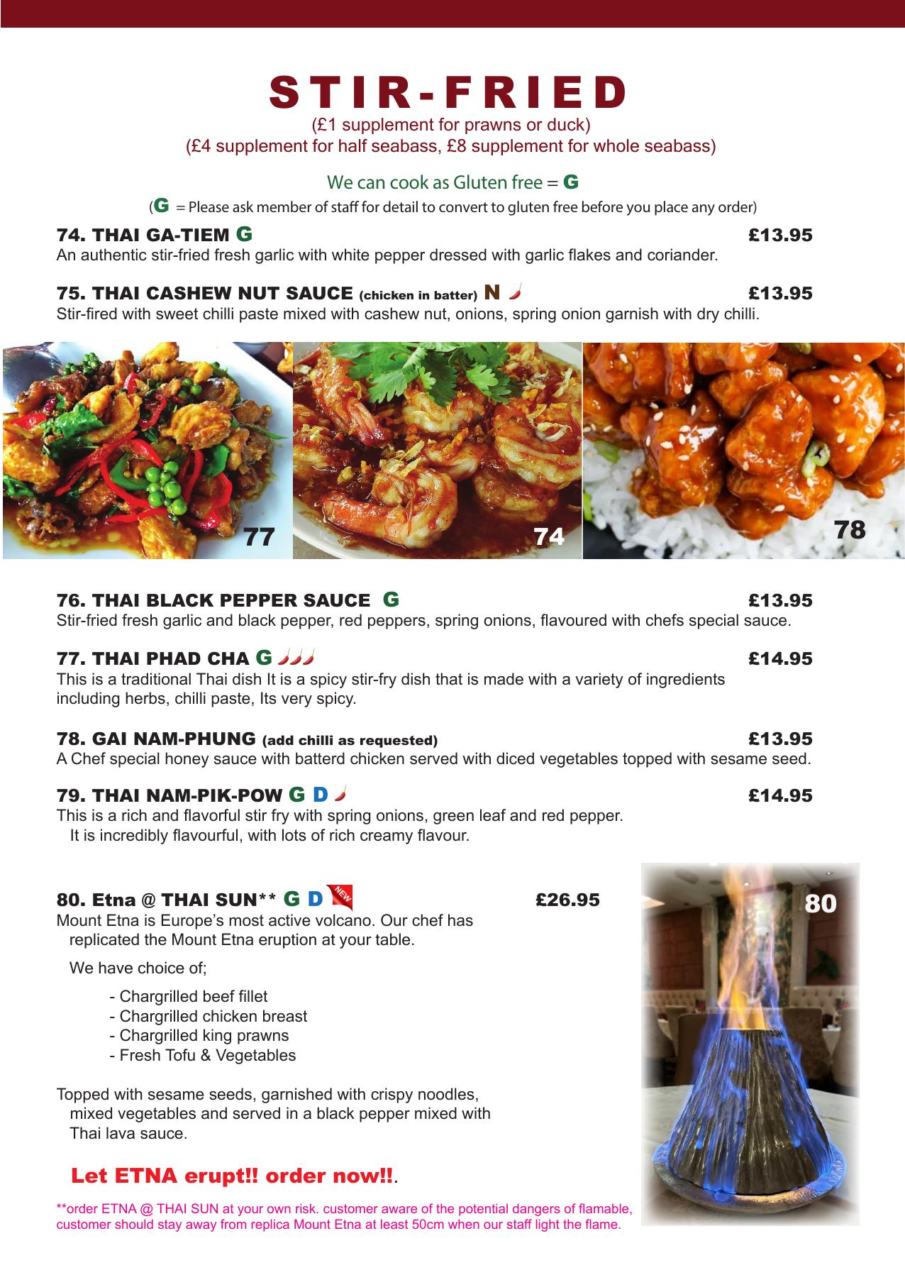 Sunthai Menu Thai Sun Restaurant